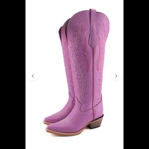 Rock’em brand “Paulina” tall wide-calf leather Cowgirl Boots